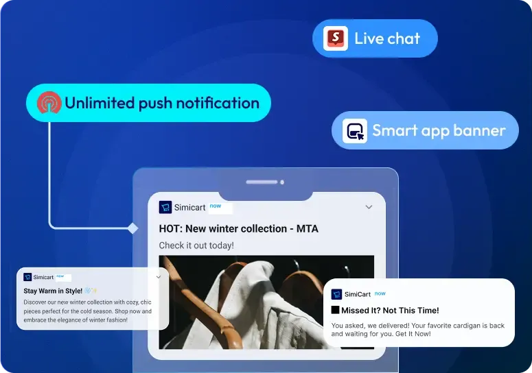 Push notifications sent from a SimiCart app