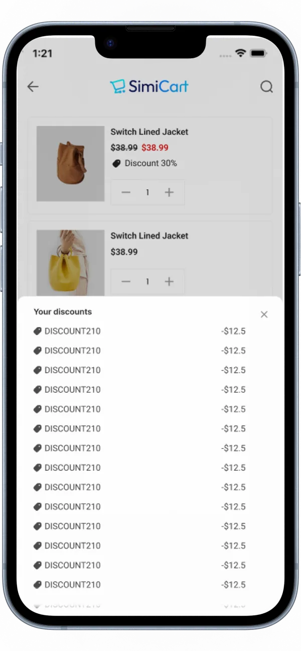 SimiCart demo app screen 7