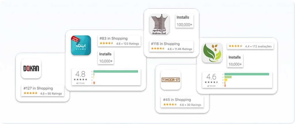 Magento 2 mobile apps built by SimiCart for fashion, electronics and grocery stores