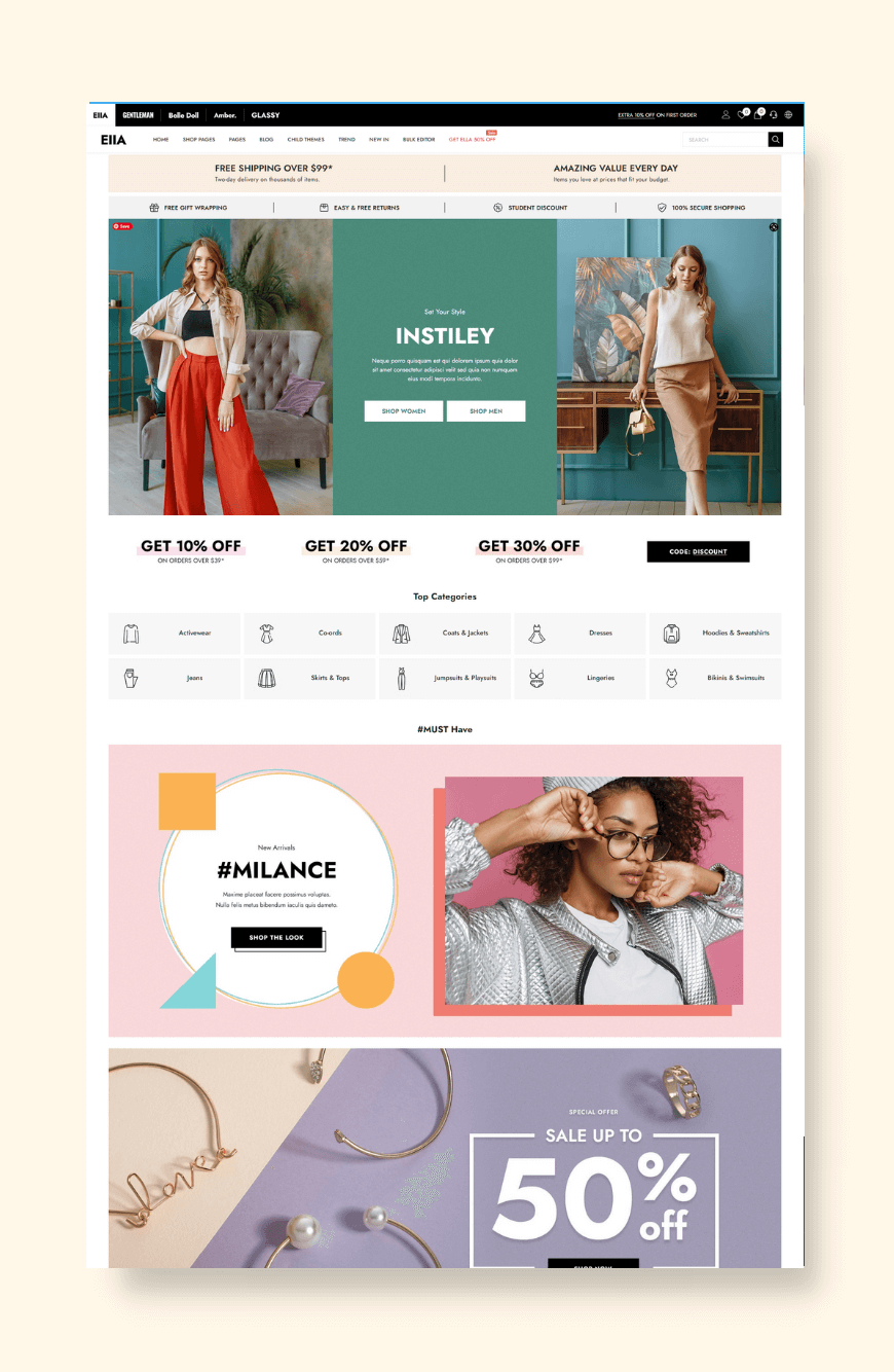 Clean E Commerce Website Idea  Shopify website design, Ecommerce web  design, Business website design