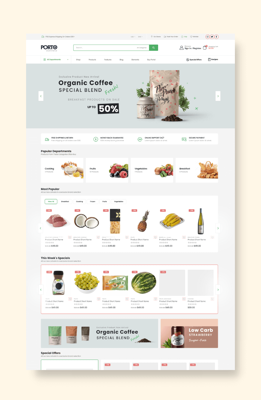 Free and customizable shopping templates