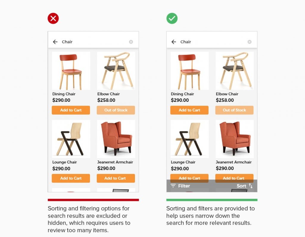 Allow users to sort and filter search results