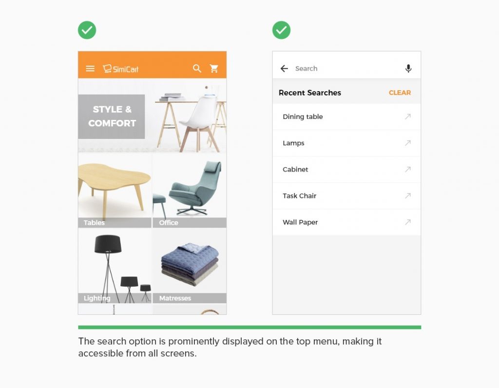 Prominently display search option DO