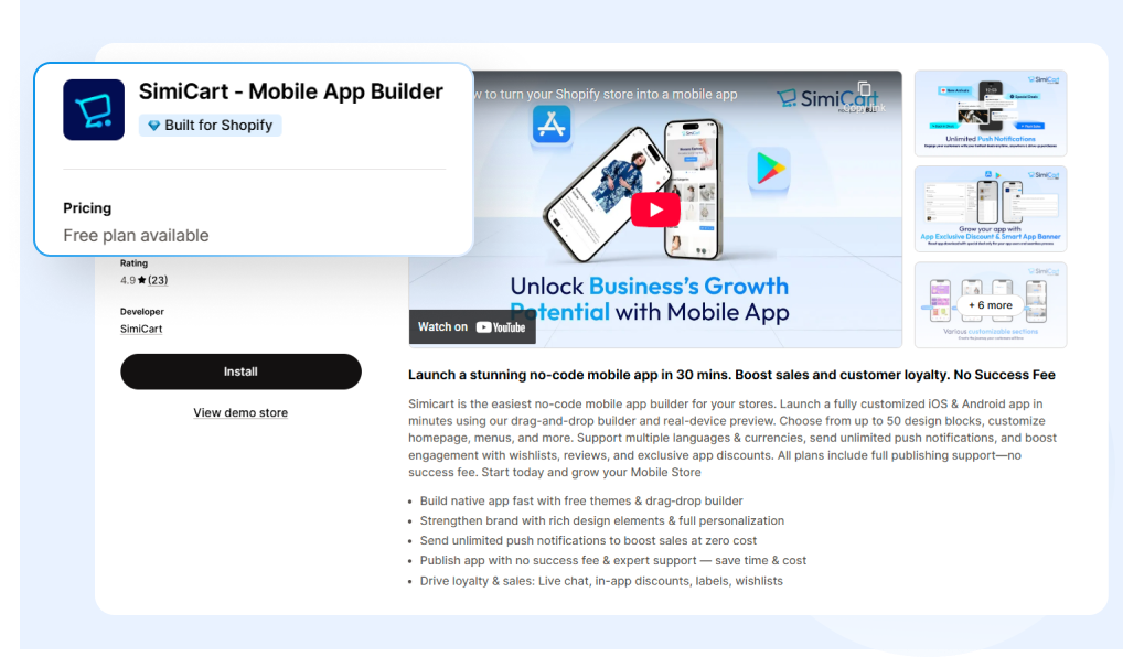 Simicart built for shopify