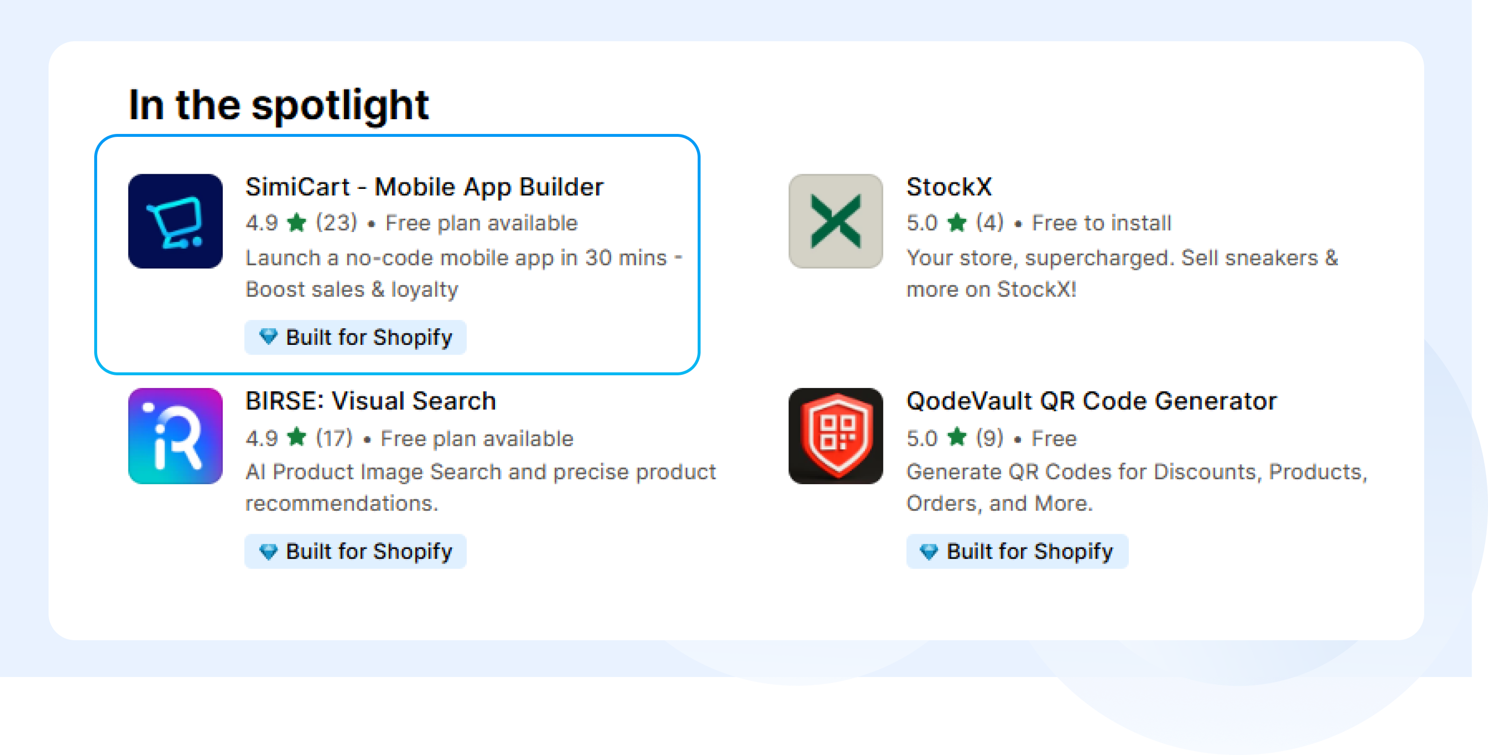 Simicart built for shopify
