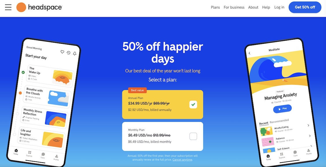 High-Converting Mobile App Headspace