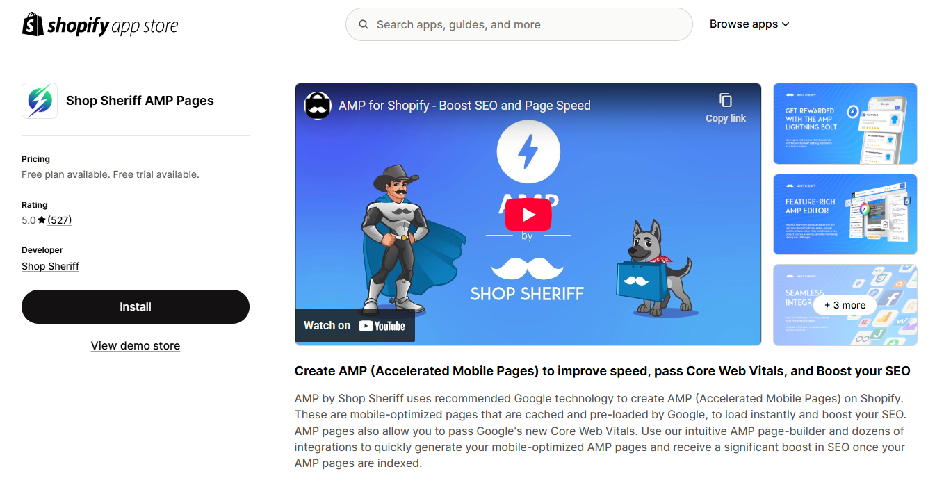 Shop Sheriff AMP Pages