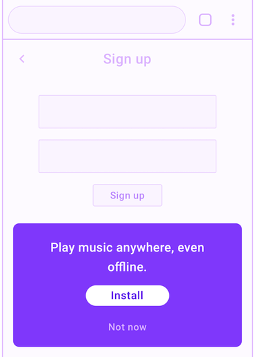 Install button on Sign-up page - PWA Add to Home Screen
