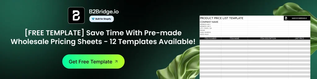 wholesale pricing template by b2bridge.io