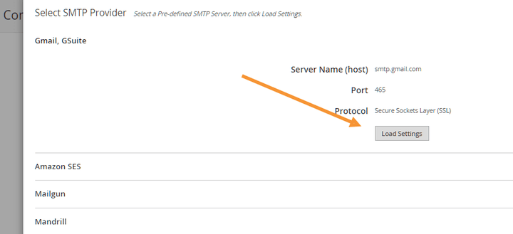 Load pre-defined SMTP provider