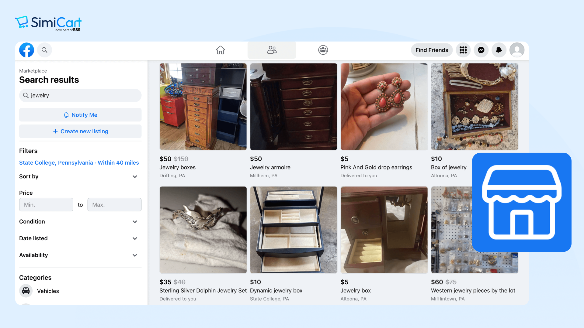 Facebook Marketplace is the best app to sell jewelry locally