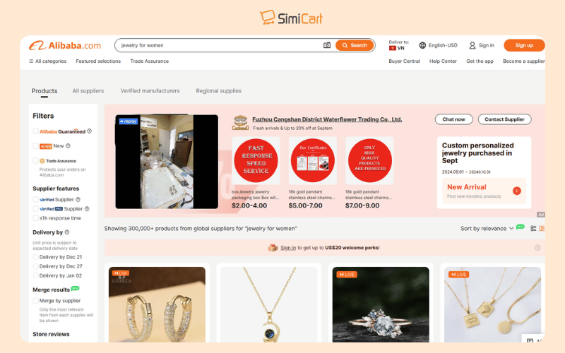 Alibaba jewelry dropshipping supplier