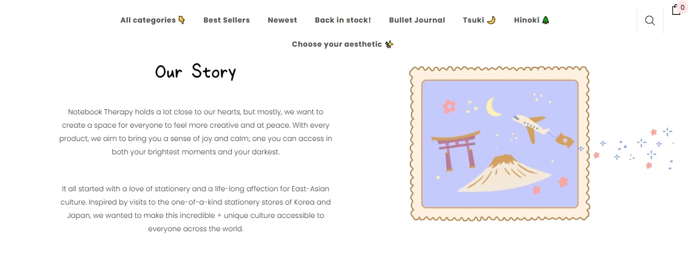 key elements Notebook Therapy dropshipping store examples 2