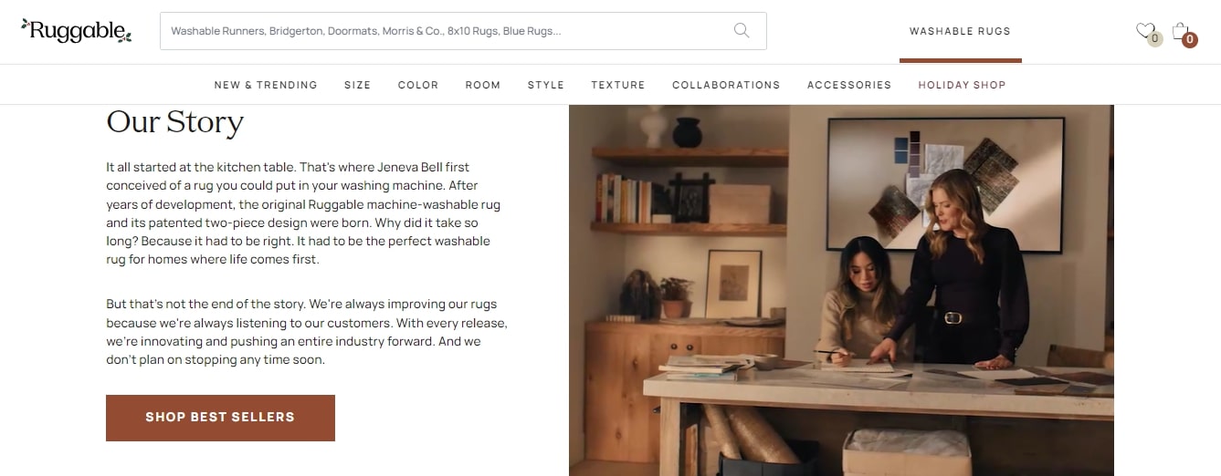 key elements Ruggable dropshipping store examples