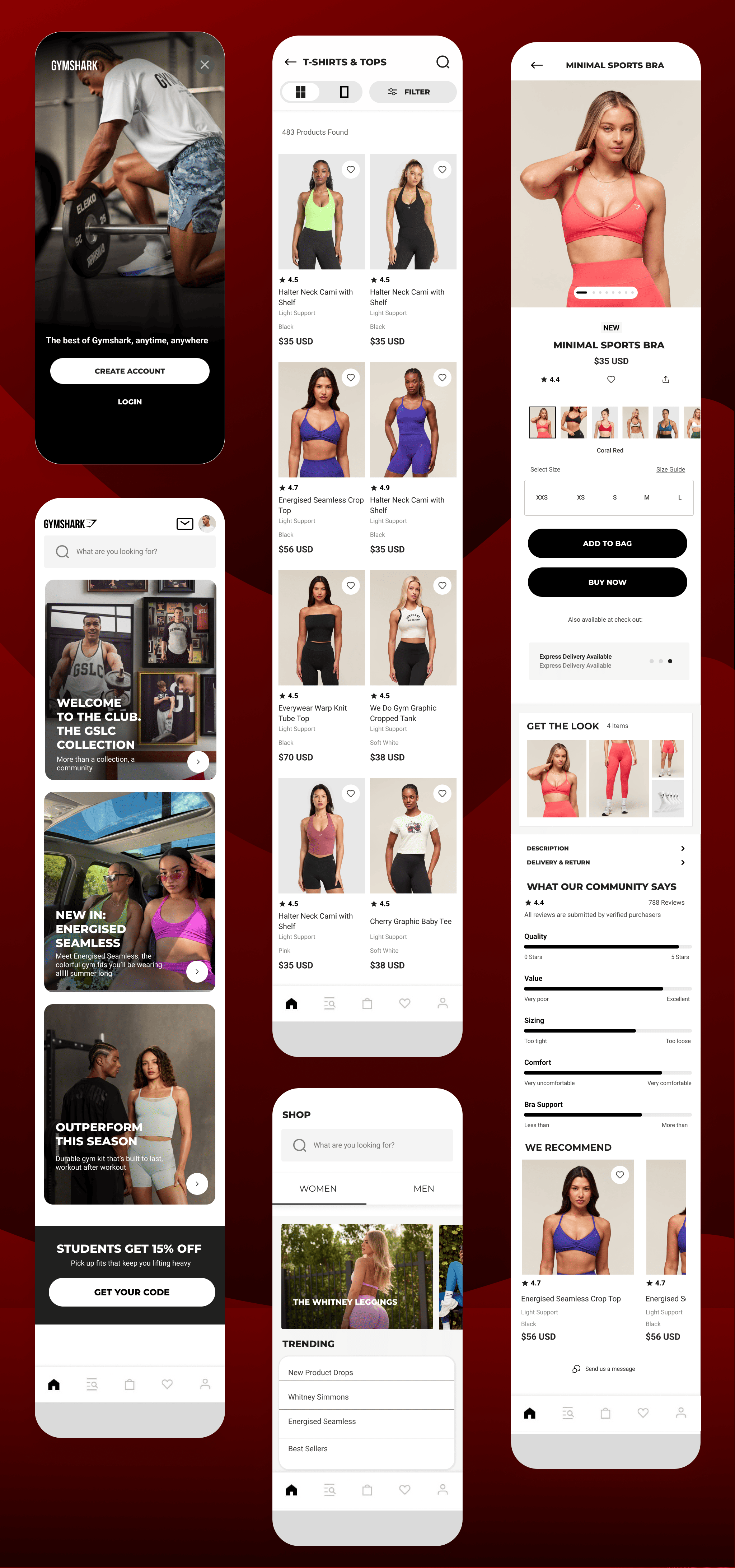 Gymshark app design