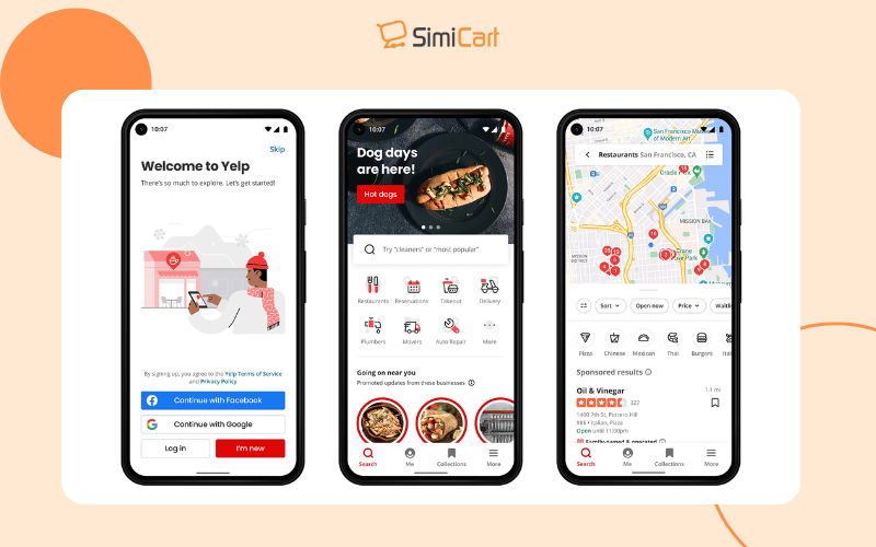 Yelp mobile app search