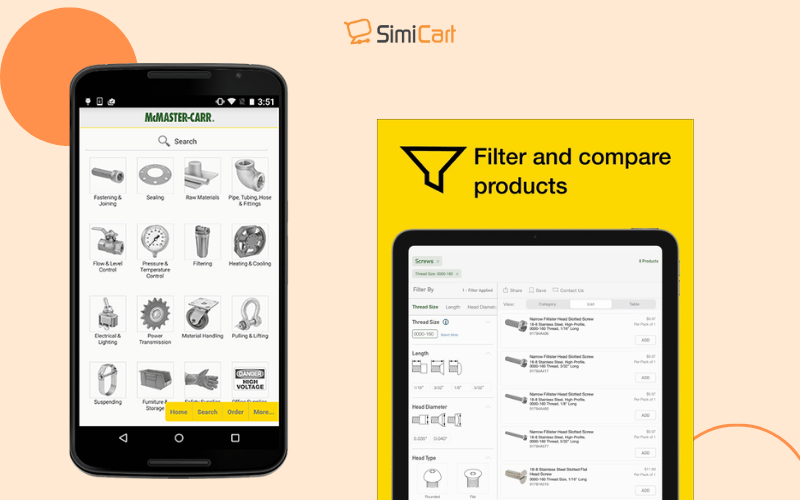 McMaster-Carr app search