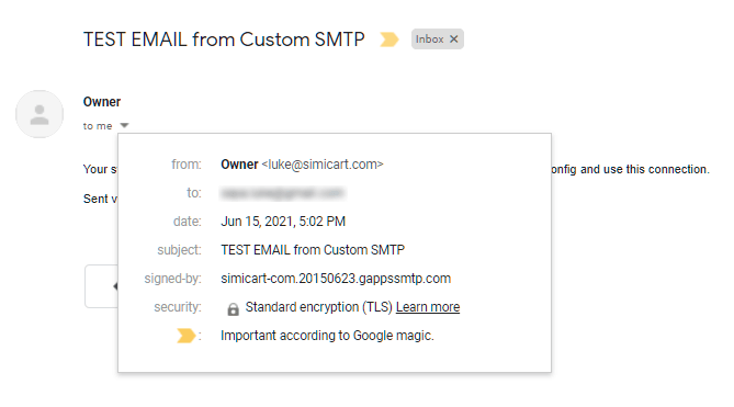 Test email SMTP Magento