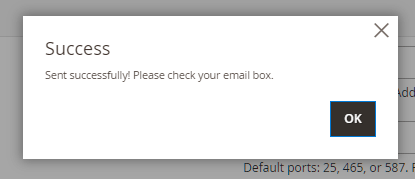 Test email sent successfully