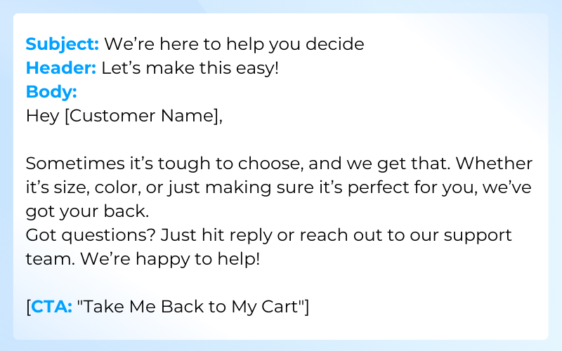 shopify abandoned cart email template
