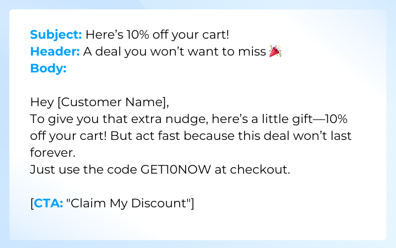 shopify abandoned cart email template