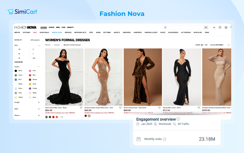 Fashion Nova Shopify clothing store example