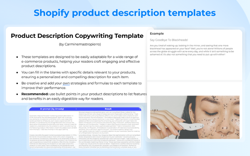 Free Shopify product description templates