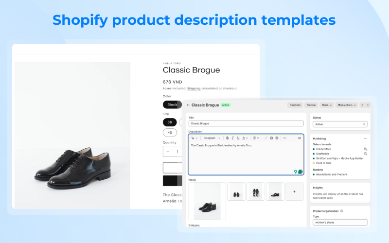 Shopify product description