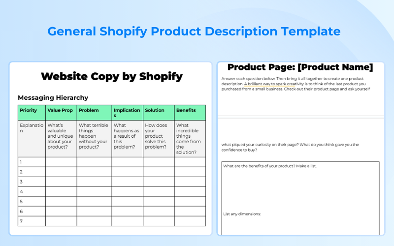 General Shopify Product Description Template
