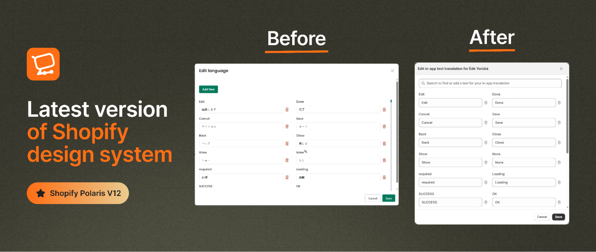 Upgraded to Shopify Polaris v12