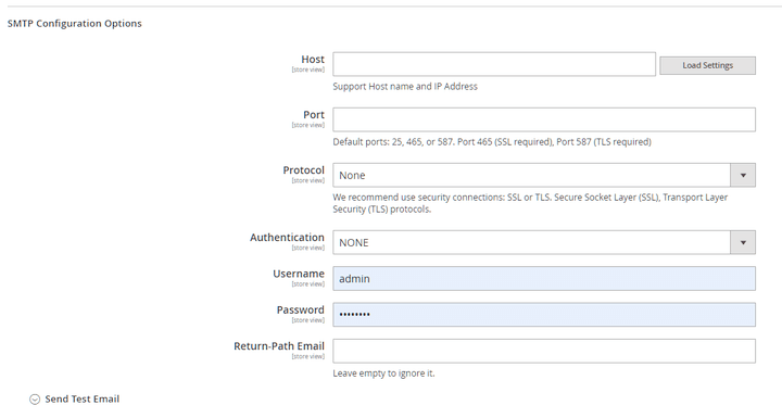 SMTP Configuration Options