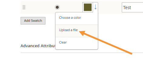 Upload a file to create a new color swatch magento 2